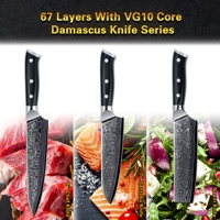 Ensemble de couteaux de cuisine japonais en acier Damas VG10 à 67 couches avec manche en bois Pakka noir, 10 % de réduction, prix EXW