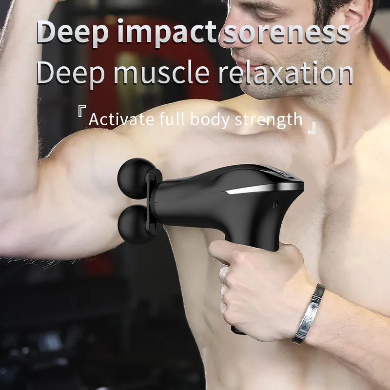 Pistola per massaggi muscolari, massaggiatore portatile per tessuti profondi con 6 testine massaggianti e 30 velocità regolabili, massaggiatore portatile