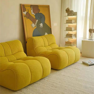 Moderno Simple sofá <span class=keywords><strong>individual</strong></span> hogar vacío compresión crema estilo tela para dormitorio balcón sala de estar Casual perezoso sofá silla - Product Image 2