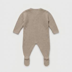 <span class=keywords><strong>Ropa</strong></span> de bebé tejida al por mayor, pelele beige con pies para bebé, mono de algodón orgánico para recién nacido con lazo lateral para otoño e <span class=keywords><strong>invierno</strong></span> - Product Image 3