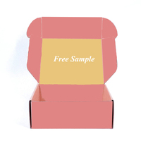 Boîte d'expédition postale en carton ondulé rose personnalisée pour vêtements, emballage cadeau avec impression de logo