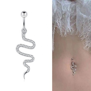 Nouveau design, <span class=keywords><strong>piercing</strong></span> de <span class=keywords><strong>nombril</strong></span> en forme de serpent, barre en acier inoxydable, bijoux de corps pour femmes, <span class=keywords><strong>piercing</strong></span> de <span class=keywords><strong>nombril</strong></span> en cristal pour femmes - Product Image 4