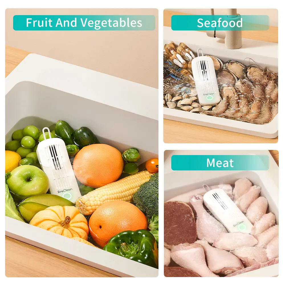 Eraccustomized özelleştirilmiş hidroksil sebze kablosuz temizleyici makinesi kablosuz taşınabilir meyve ve sebze yıkama