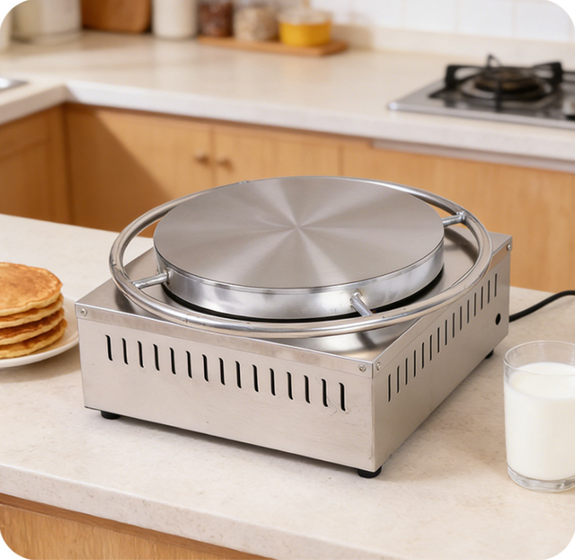 New Automatic Rotating Pancake Machine Frying Pan with Spreader 40/45/50CM Pancake Making Machine