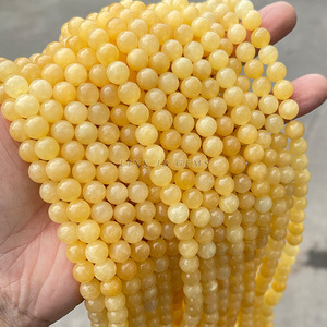 ลูกปัดหยกธรรมชาติสีเบจทรงกลมขนาด 6 มม. สำหรับทำเครื่องประดับ ขายส่ง - Product Image 1