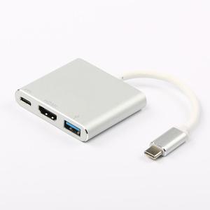 สายอลูมิเนียมอัลลอยสีทองตัวเชื่อมต่อแบบ3 in 1 USB-C อะแดปเตอร์4K30HZ ข้อมูล USB PD 100W สำหรับ MacBook <span class=keywords><strong>Samsung</strong></span> smartphone - Product Image 1