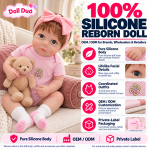 ตุ๊กตาเด็กเกิดใหม่ซิลิโคนทั้งตัวขนาด 18 นิ้ว รุ่น Doll Duo Custom ชุดรอมเปอร์ลายทางสีชมพู ของขวัญคริสต์มาสส่วนตัวสำหรับเด็ก - Product Image 1