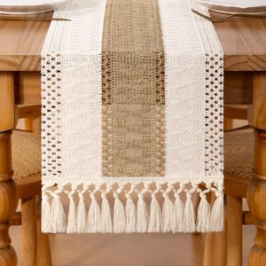 <span class=keywords><strong>Camino</strong></span> <span class=keywords><strong>de</strong></span> <span class=keywords><strong>Mesa</strong></span> Boho <span class=keywords><strong>de</strong></span> Macramé, <span class=keywords><strong>Camino</strong></span> <span class=keywords><strong>de</strong></span> <span class=keywords><strong>Mesa</strong></span> Tejido Estilo Rústico con Borlas, Decoración <span class=keywords><strong>de</strong></span> <span class=keywords><strong>Mesa</strong></span> <span class=keywords><strong>de</strong></span> Cocina <span class=keywords><strong>de</strong></span> Algodón y Lino para Comedor y Hogar - Product Image 1