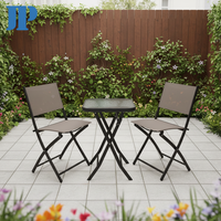 Ensemble de table et chaises de patio et de bar pliables flexibles de haute qualité avec plateau en verre trempé rond