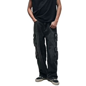 <strong>Custom</strong> <strong>Label</strong> Men's <strong>Jeans</strong> High Quality Washing Retro Multi-practical Large Pocket Cargo Pants Men Street Wide Work <strong>Jeans</strong> - Product Image 1