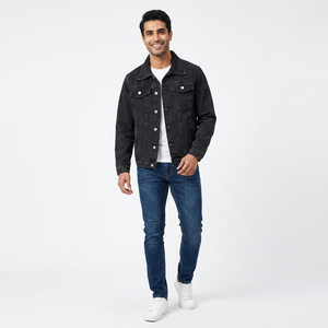 Veste en jean de haute qualité pour hommes pour l'hiver, lavable, style ajusté, col moulant, poches chauffe-mains, meilleur vendeur, service OEM - Product Image 1