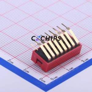 YJD-08H DIP Switch Switch Flat Toggle, Raised Type Single Pole Single Throw 8 2.54mm - Product Image 2