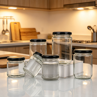 Pot en verre transparent haute transparence pour condiments, cornichons, sauce chili, pâte de bœuf, miel, confiture, bouteille de portionnement, vide et scellable