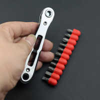 Jeu de tournevis à cliquet ultra-mince double sens avec embouts coudés et droits, barre d'extension en acier au chrome-vanadium, couple 1-10 N.m pour bricolage manuel