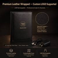 Porte-menu en cuir PU personnalisé pour bar KTV, restaurant haut de gamme, avec éclairage LED rechargeable pour hôtel et lounge