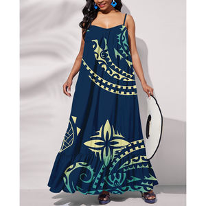 Tout nouveau hawaïen Tropical imprimé fleuri <span class=keywords><strong>grande</strong></span> <span class=keywords><strong>taille</strong></span> femmes amples <span class=keywords><strong>robe</strong></span> de plage polynésienne Tribal Design île décontracté fronde <span class=keywords><strong>robe</strong></span> - Product Image 6