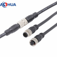 IP65 2pin led fil d'éclairage connecteur en métal M08 connecteur cc étanche pré-câblé 20/22/24AWG câble prise mâle et femelle