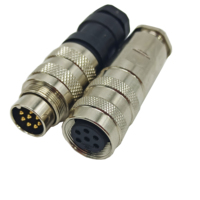 Conector Circular Metálico M16 Impermeable IP67 AISG C091, Enchufe Macho y Hembra de 2, 4, 8, 12 y 16 Pines para Sensores y Robots