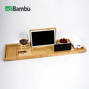 WDF High quality bathtub rack tray table bath board bamboo bathtub tray bamboo bath caddy for Daily use