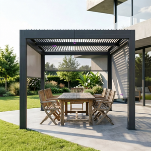 Pergola de luxe en aluminium pour l'extérieur avec toit à lames motorisé, idéale pour les zones barbecue et les terrasses - Product Image 1