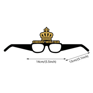 12 pièces 2025 lunettes de fête du réveillon du nouvel an heureux noir or papier lunettes de soleil décor de noël nouveautés - Product Image 6