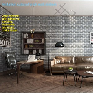 Rollos de papel tapiz autoadhesivo estéreo 3D, pegatinas de azulejo impermeables a prueba de humedad, falda de pared de ladrillo cultural de imitación para - Product Image 3