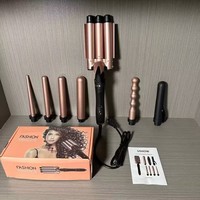 Set de Rizador y Plancha de Pelo Eléctrico 5 en 1 para Uso en RV, Rizador Profesional PTC con Varillas Intercambiables y Pantalla LCD
