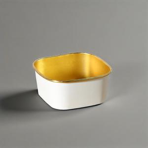 ชามสลัดกระดาษฟอยล์สีทองเกรดอาหารขนาด650มล. ภาชนะใส่อาหารชามกระดาษทรงสี่เหลี่ยมพร้อมฝาเข้าไมโครเวฟได้ - Product Image 1