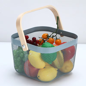<span class=keywords><strong>Cesta</strong></span> de Almacenamiento Cuadrada de Metal Mixwares con Asa de Madera, Organizador de Frutas y Alimentos para Cocina, <span class=keywords><strong>Cesta</strong></span> de Cosecha - Product Image 4