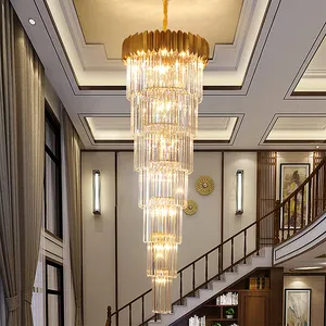 新设计室内装饰别墅酒店铁豪华水晶楼梯吊灯