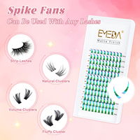 EMEDA Extensions de cils pré-faits en éventail à pointes colorées, style Anime Spire, vert pailleté, effet wispy, pour extensions de cils, vente en gros