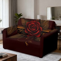 Günstige Sofabezüge vom Hersteller: Goldgerahmter Rosen-Sofaüberwurf, Dehnbarer Staubdichter Sofabezug