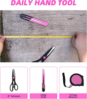 Ensemble d'outils à main en acier au carbone rose de 40 pièces à usage domestique général avec boîte à outils en plastique Boîte de rangement OEM personnalisable
