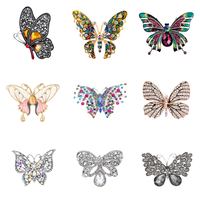 Luxe diamant rétro papillon broche broches strass femmes mariage enfants en alliage de Zinc diamant cristal plaqué métal broche