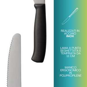 Set di coltelli da bistecca 21 cm in acciaio inossidabile con lame seghettate, prodotto in Italia - Product Image 3
