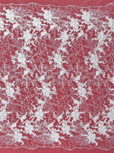 Tissu en dentelle lourde perlée de luxe, broderie de haute qualité pour robe de mariée ou de soirée - Product Image 2