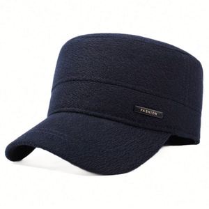 2025 New Arrival Warm Fleece Lining Winter <b>Flat</b> Top Baseball <b>Cap</b> Outdoor Travel Casual Thickened Captain for <b>Men</b> - Product Image 5