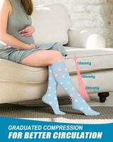 Chaussettes de compression professionnelles à motif floral, 15-20 mmHg, hauteur genou, pour la course, les voyages, la grossesse et les infirmières