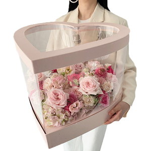OEM Wholesale Custom Big Large Giant Clear Heart Shape Flower Box for Flower Bouquet Rose Gift Packaging Birthday Valentine