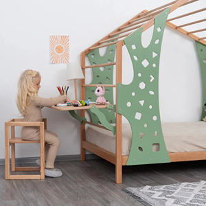 Marco de cama doble multifuncional con almacenamiento, escritorio y parque infantil interior-Cama Montessori para niños pequeños con gimnasio de jungla para niños - Product Image 2