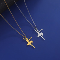 Collier personnalisé, bijoux de gymnastique, bijoux de ballet pour ballerine, danseuse, gymnaste, collier de gymnastique rythmique, bijoux de sport en acier inoxydable