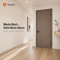 Porte intérieure moderne Mexin en bois gris, insonorisée, pré-montée avec cadre et panneau, idéale pour chambre, appartement, rénovation de maison