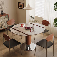 Ensemble de table et de chaises de salle à manger extensible avec plateau en marbre moderne, pliable, 4 places, pieds en acier inoxydable, meubles de maison, salon, petit