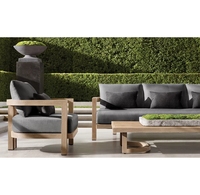 Nouvel arrivage Ensemble de canapés modernes de luxe Ensembles de patio Mobilier d'extérieur Canapé de jardin en bois de teck avec table de foyer 1pc