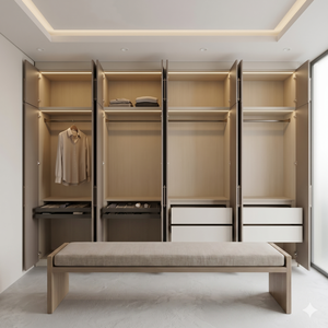Armario Vestidor Minimalista Personalizado VIQ para Uso Residencial/Comercial, Fabricado en MR-MDF con Acabado Laminado Lacado - Product Image 1