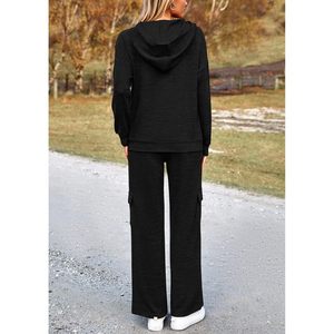 FOXA Women's 2 Piece <b>Knitted</b> Hoodie <b>Set</b> Matching Sweatpants Outfits Lounge Wear Fall Winter Clothes Full Sleeve - Product Image 2