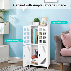Bathroom Storage <b>Cabinet</b> 3 Tier With Doors Freestanding Shelf For Bathroom - Product Image 3