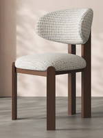Chaise de salle à manger en bois massif, style moderne du milieu du siècle, minimaliste, rétro français, luxe, dossier rembourré en tissu