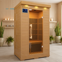 Design moderne pour 2 personnes Bain de vapeur infrarouge lointain Sauna Panneau de commande par ordinateur Chauffage au carbone 7 chauffages électriques en bois de pruche massif