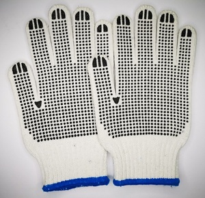 10 ölçer Palm Anti kayma doğal çift 2 taraflı siyah noktalar beyaz ağartılmış dize Knits pamuk Pvc noktalı el iş güvenliği eldiveni - Product Image 5